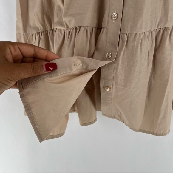 Stradivarius Lightweight Cotton Blend Button Front‎ 3/4 Sleeve Shirt Dress - Picture 6 of 11